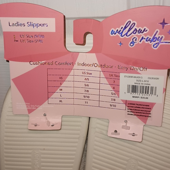 Ladies Size Large Indoor/Outdoor Ivory Slippers - Picture 4 of 4